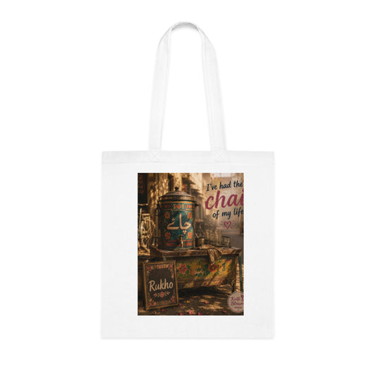 Vintage Tea Stall Cotton Tote — "I've had the chai of my life" Eco Market Bag