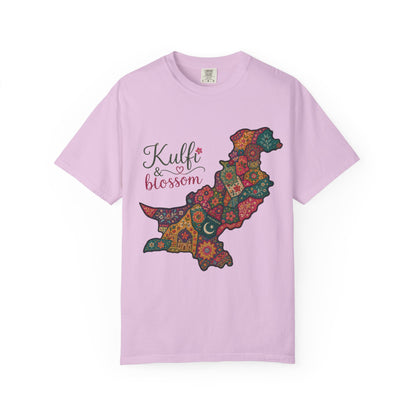 Pakistan Map Floral T‑Shirt — "Kulfi & Blossom" Colorful Paisley Design