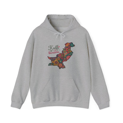 Pakistan Map Floral Hoodie - "Kulfi & Blossom" Paisley Design