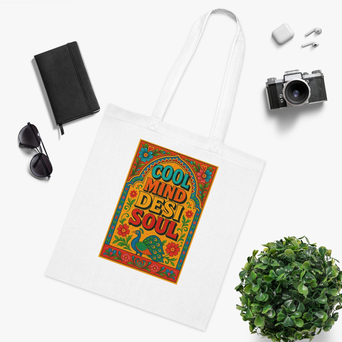 Cool Mind Desi Soul Cotton Tote Bag | Eco-Friendly Bag, Shopping Tote, Gift for Friends, Festival Bag, Art Tote