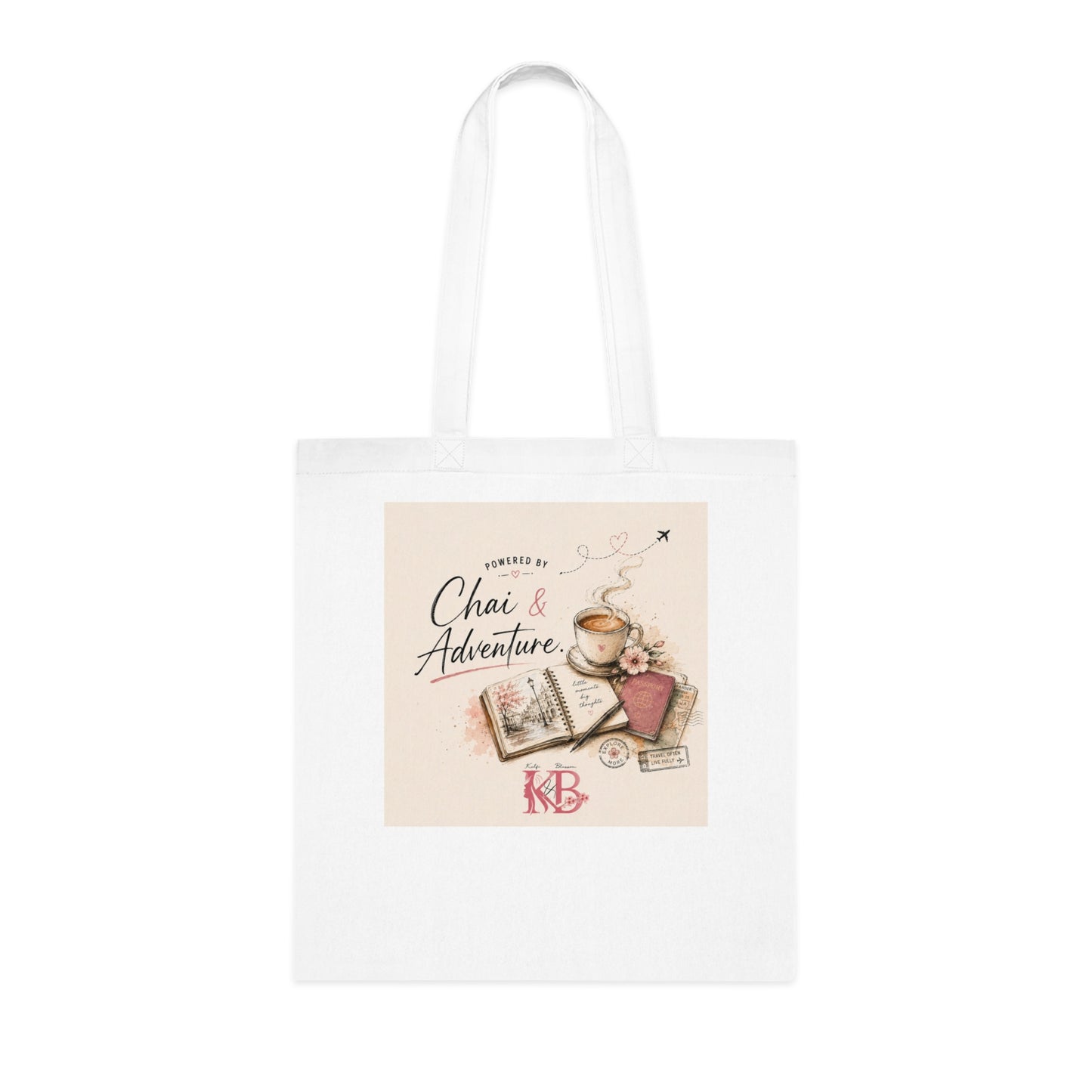 Chai & Adventure Cotton Tote Bag — Travel Journal Tea Lover Tote