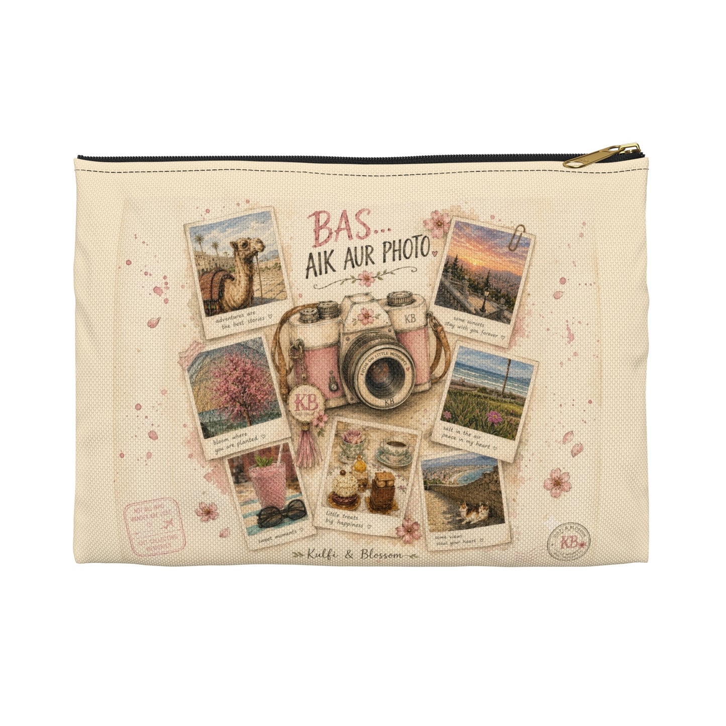 Camera Collage Accessory Pouch — 'Bas Aik Aur Photo' Travel Makeup & Gadget Organizer
