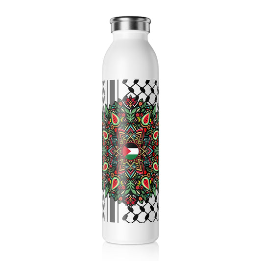 Keffiyah mandala palestine Slim Water Bottle