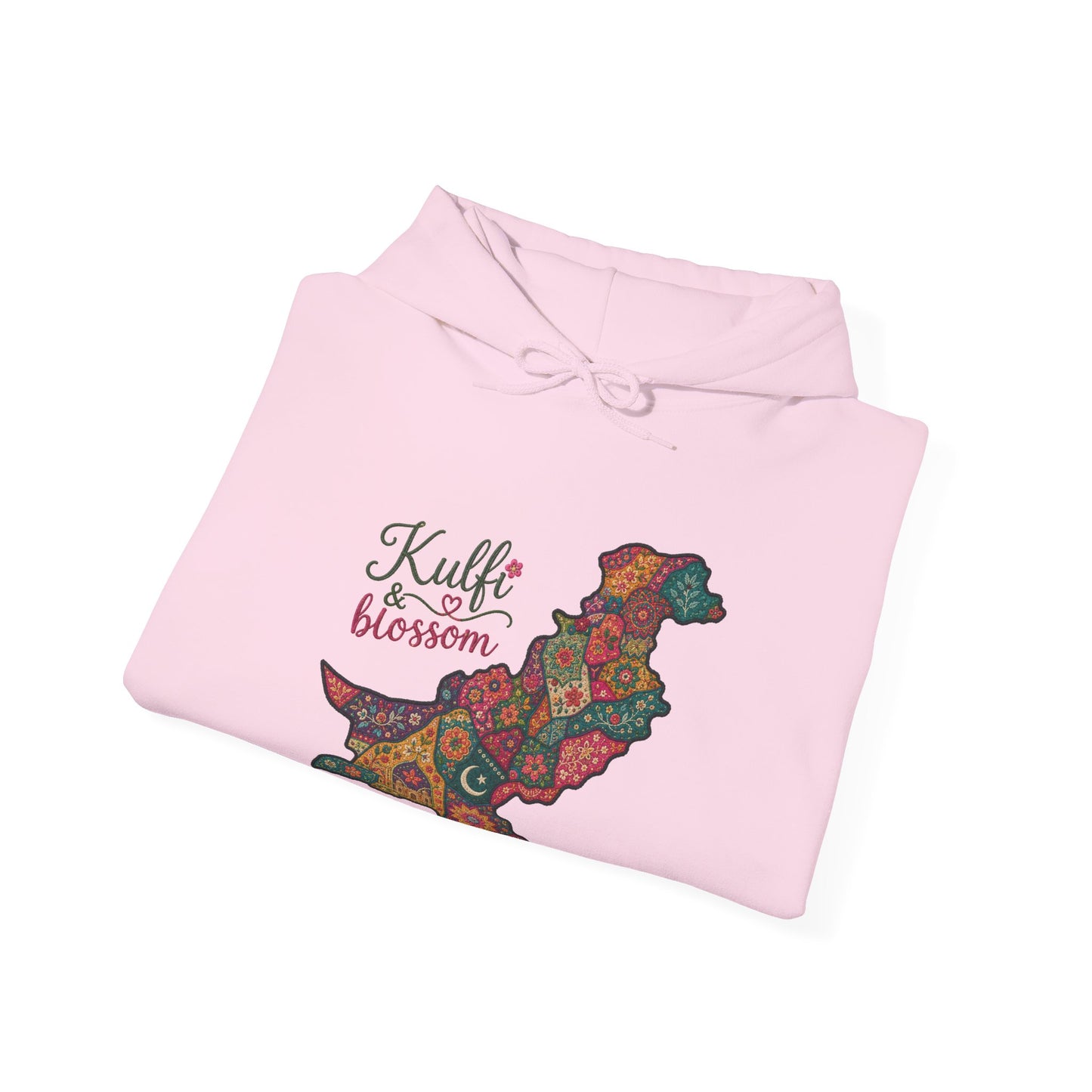 Pakistan Map Floral Hoodie - "Kulfi & Blossom" Paisley Design