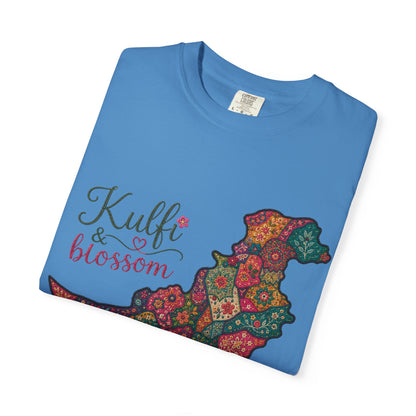 Pakistan Map Floral T‑Shirt — "Kulfi & Blossom" Colorful Paisley Design