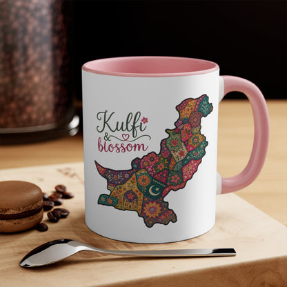 Pakistan Floral Map Accent Mug — “Kulfi & Blossom” Colorful Ethnic Tea Coffee Cup