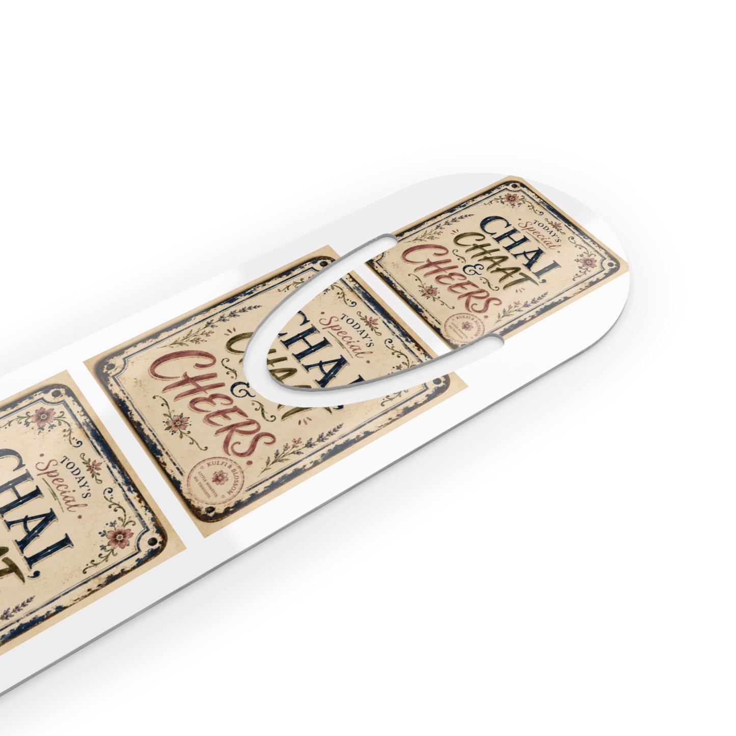 Chai, Chaat & Cheers Bookmark — Vintage Indian Tea Lover Metal Bookmark