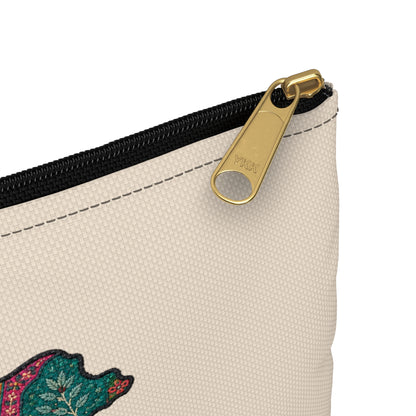 Pakistan Floral Map Accessory Pouch — "Kulfi & Blossom" Zipper Bag