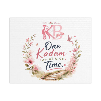 One Kadam at a Time Satin Canvas Wall Art — Motivational Floral Stretched Print