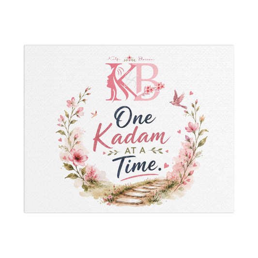 One Kadam at a Time Satin Canvas Wall Art — Motivational Floral Stretched Print