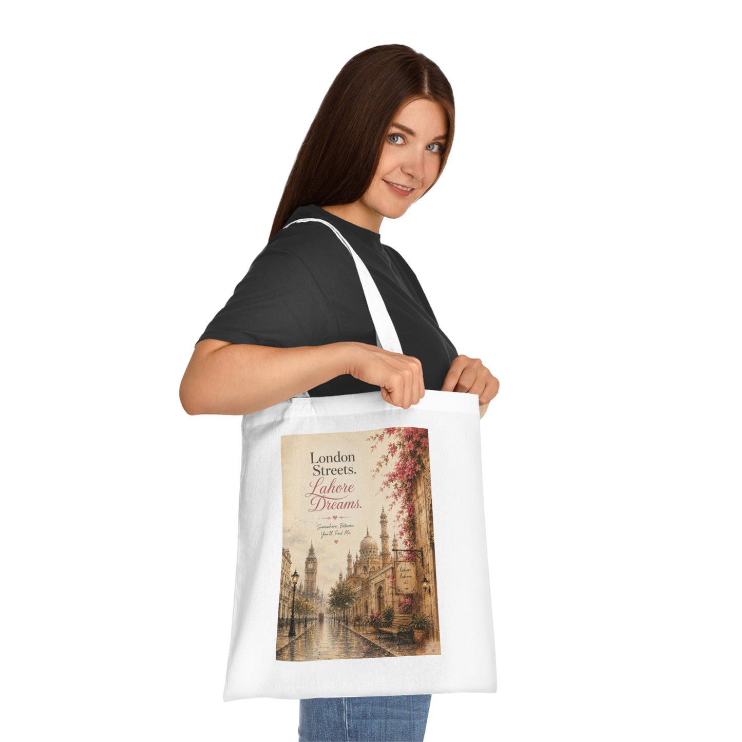 London Streets Tote Bag – Vintage 'London Streets, Where Dreams...' Cotton Shopper