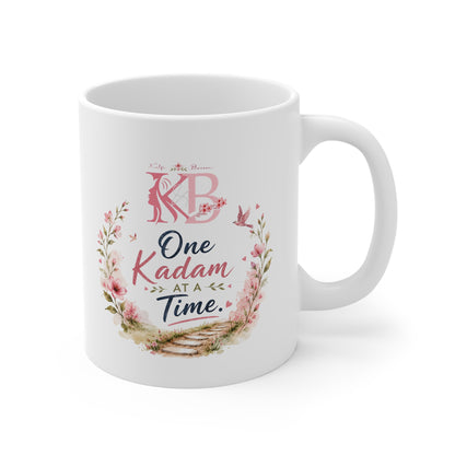 One Kadam at a Time Floral Mug — Inspirational Urdu/English Motivational Coffee Cup