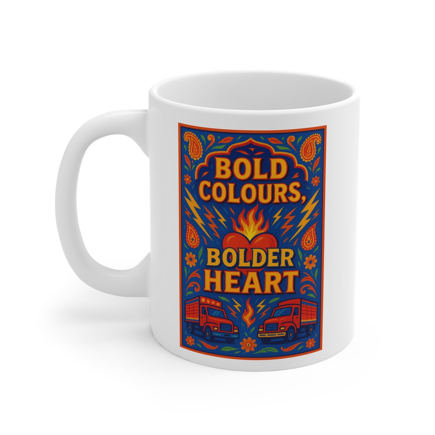 Bold Colours Bolder Heart Mug - Colorful Coffee Cup, Artisan Gift, Inspirational Beverage Container, Fun Kitchen Decor, Unique Mug [...]