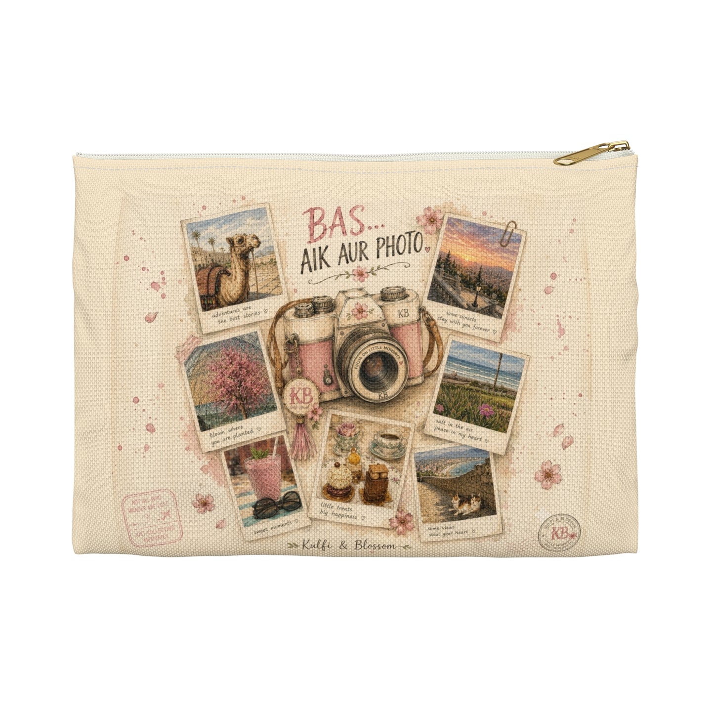 Camera Collage Accessory Pouch — 'Bas Aik Aur Photo' Travel Makeup & Gadget Organizer