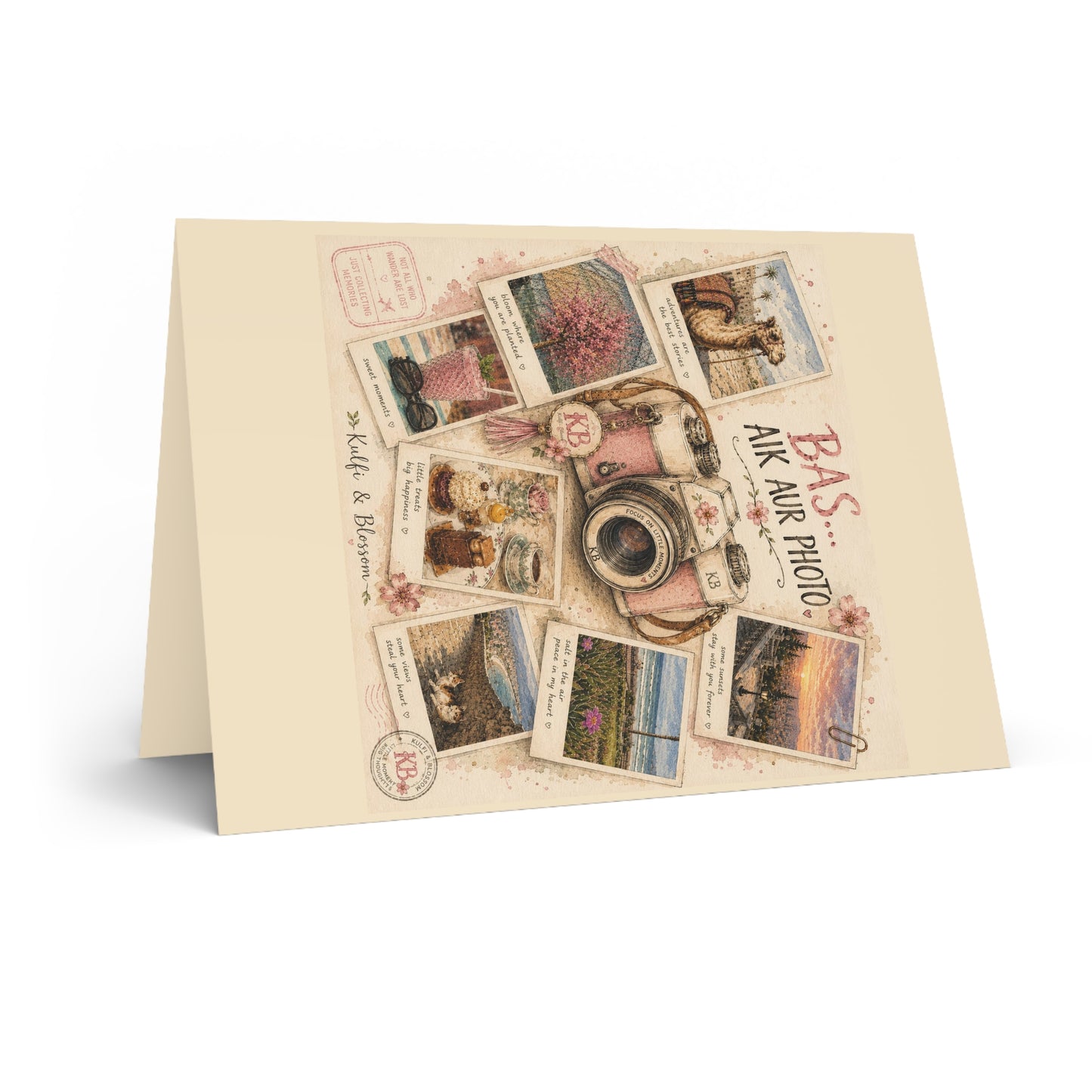 Vintage Camera Greeting Card — "Bas Aik Aur Photo" Travel Photo Collage