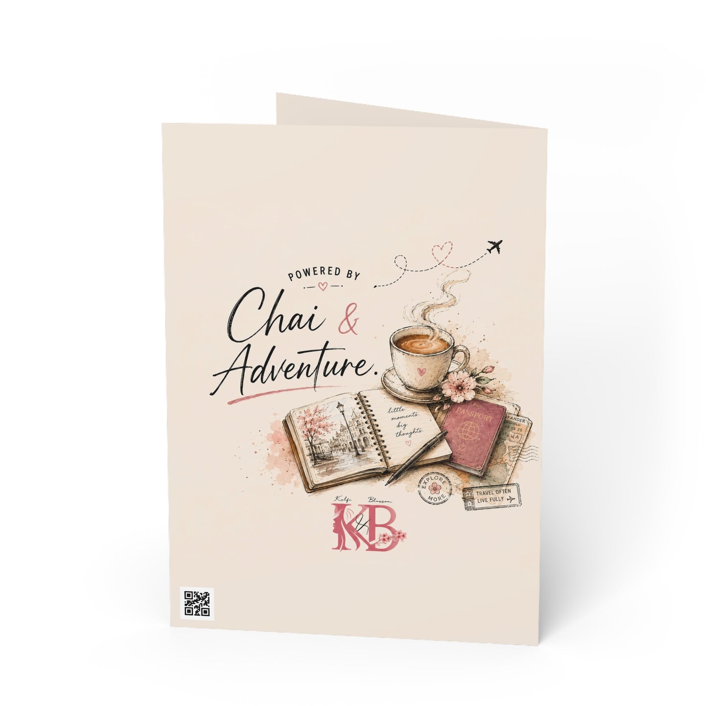 Greeting Card — "Powered by Chai & Adventure" Travel-Inspired Note Card