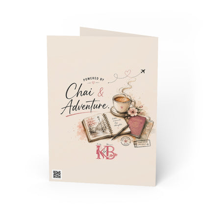 Greeting Card — "Powered by Chai & Adventure" Travel-Inspired Note Card