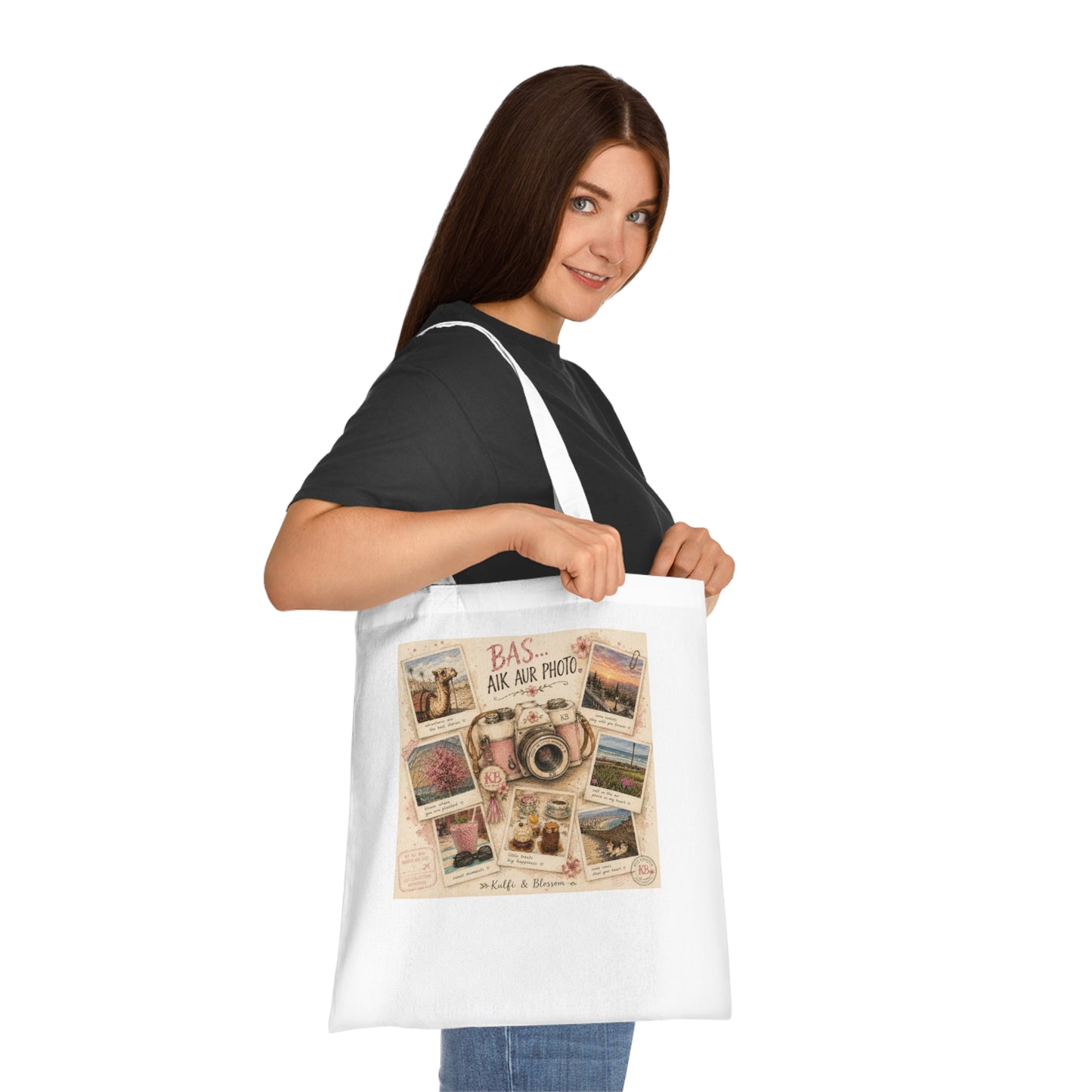 Vintage Travel Camera Tote Bag - "Pack, Aim, Protect" Photo Collage Cotton Tote