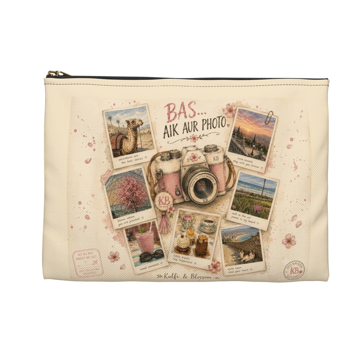 Camera Collage Accessory Pouch — 'Bas Aik Aur Photo' Travel Makeup & Gadget Organizer