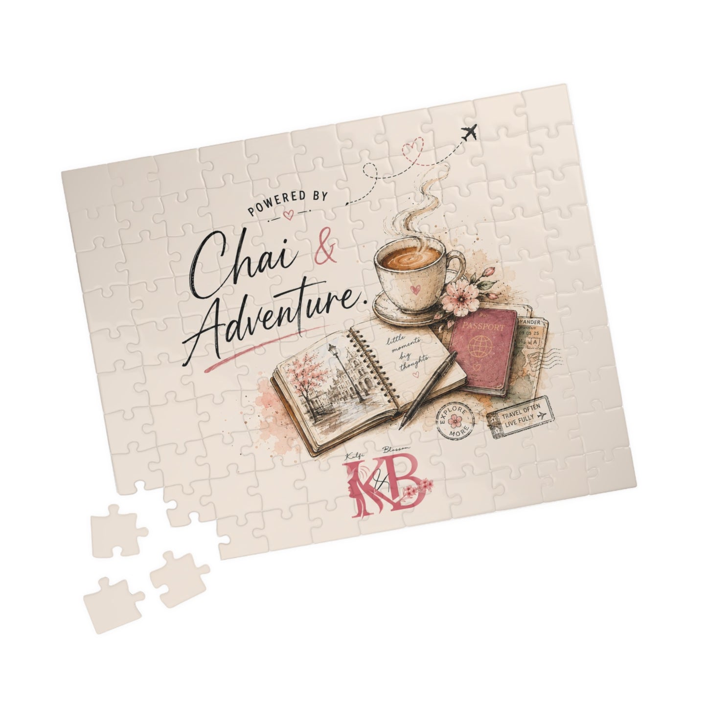Chai & Adventure 520‑Piece Jigsaw Puzzle — Travel & Tea Lover Gift