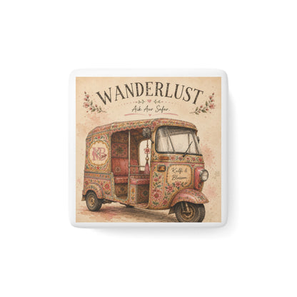 Wanderlust Vintage Tuk-Tuk Porcelain Magnet