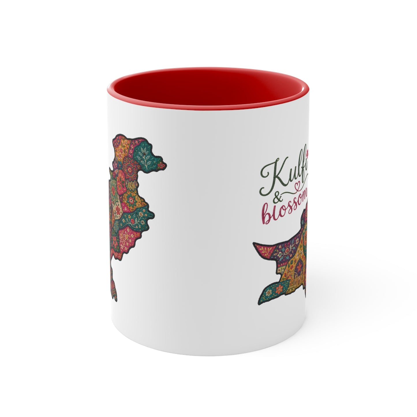 Pakistan Floral Map Accent Mug — “Kulfi & Blossom” Colorful Ethnic Tea Coffee Cup