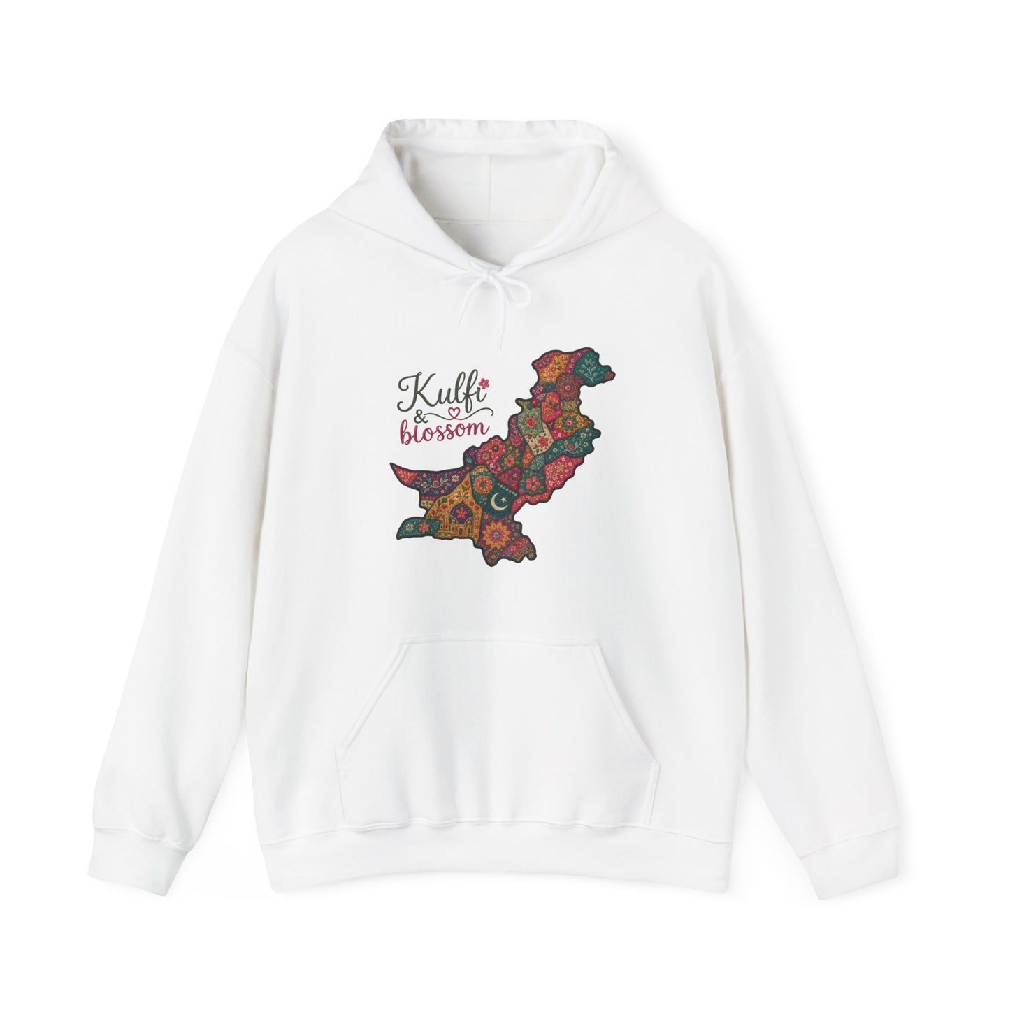 Pakistan Map Floral Hoodie - "Kulfi & Blossom" Paisley Design