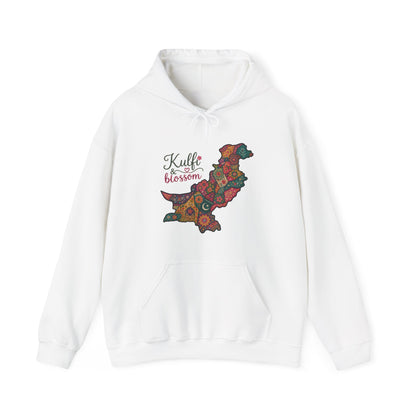 Pakistan Map Floral Hoodie - "Kulfi & Blossom" Paisley Design
