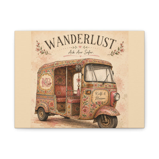 Wanderlust Tuk Tuk Canvas Wall Art — Boho Vintage Travel Decor