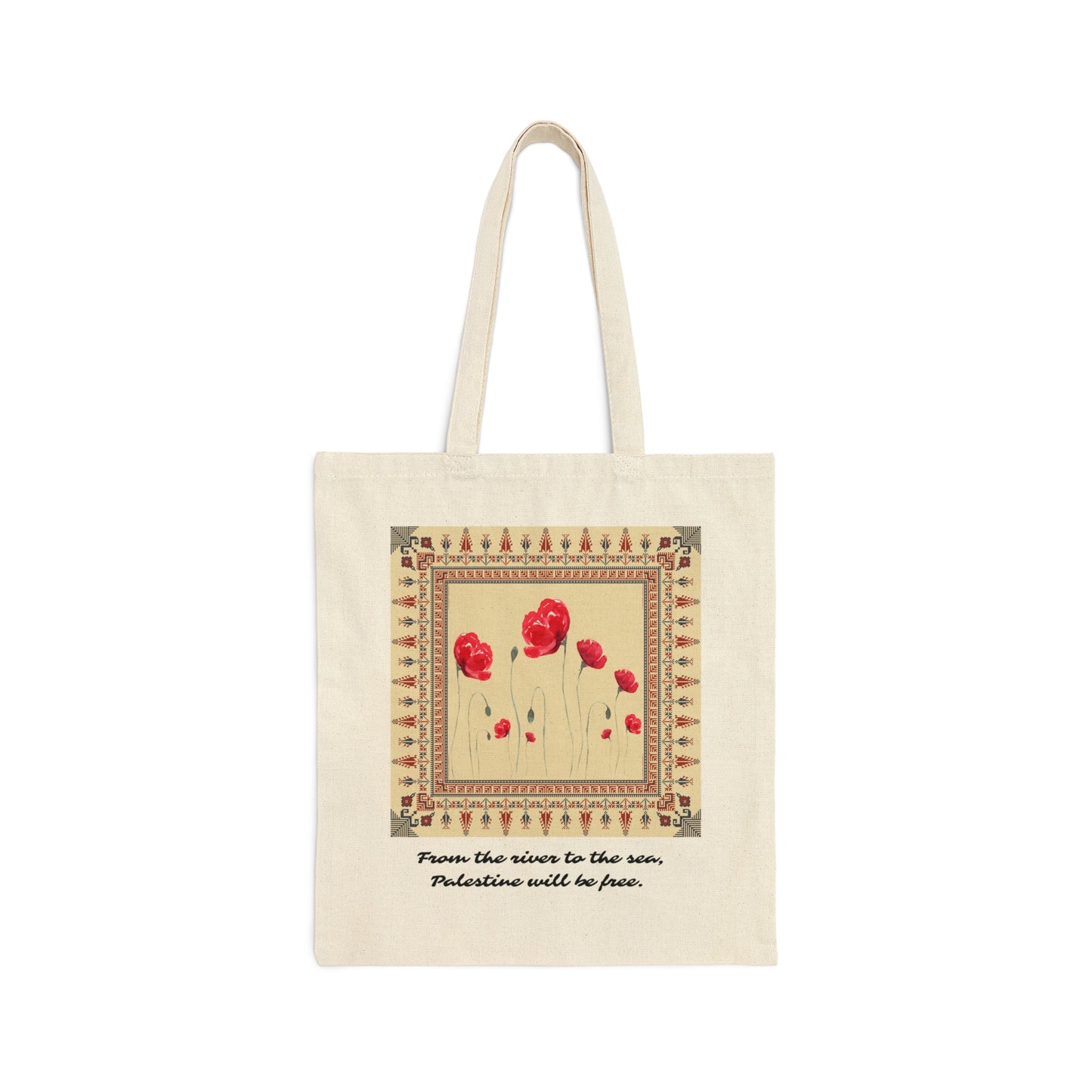 Cotton Canvas Tote Bag 'From the river to the sea'