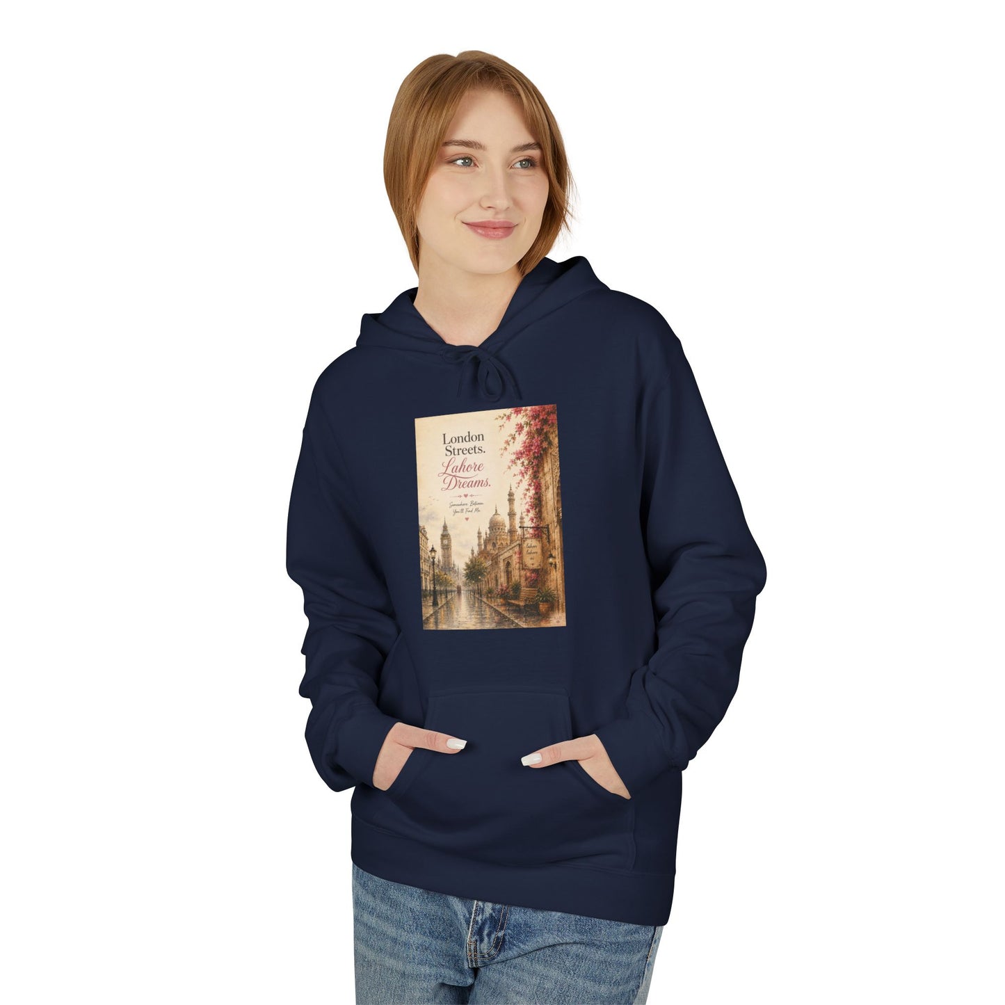 Autumn Paris Street Hoodie - 'Leaves Falling, Coffee Calling' Vintage Cityscape