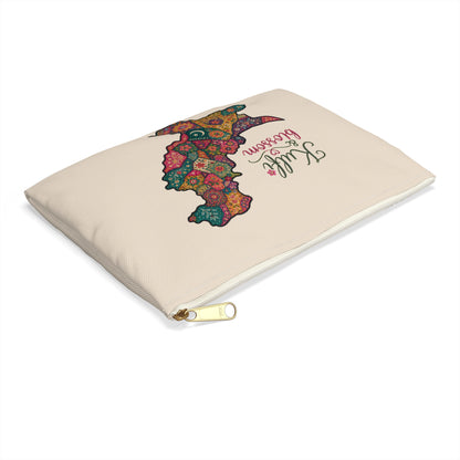 Pakistan Floral Map Accessory Pouch — "Kulfi & Blossom" Zipper Bag