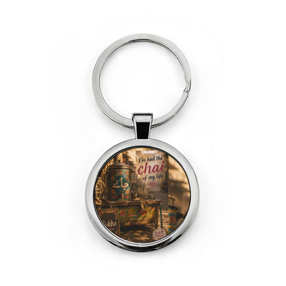 Round Stainless Steel Keychain – Vintage Cafe Photo Keyring