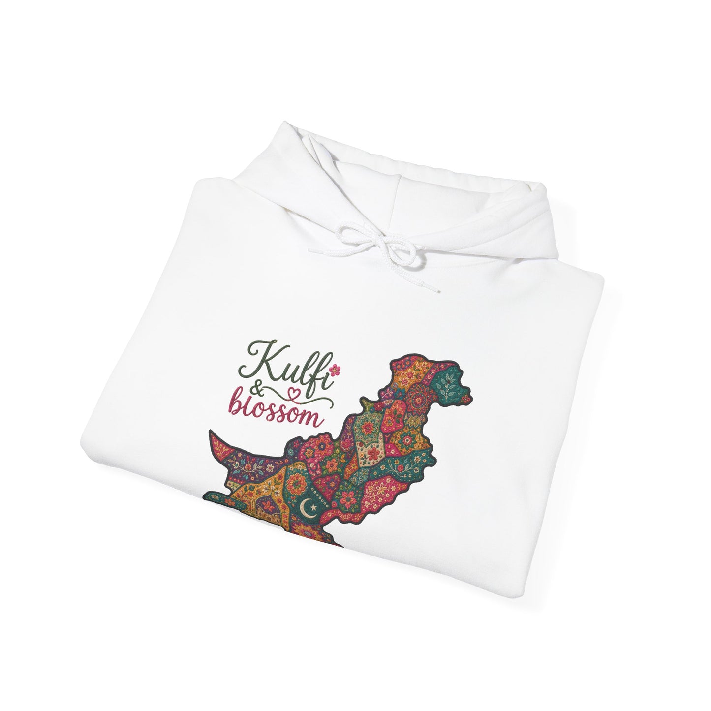 Pakistan Map Floral Hoodie - "Kulfi & Blossom" Paisley Design