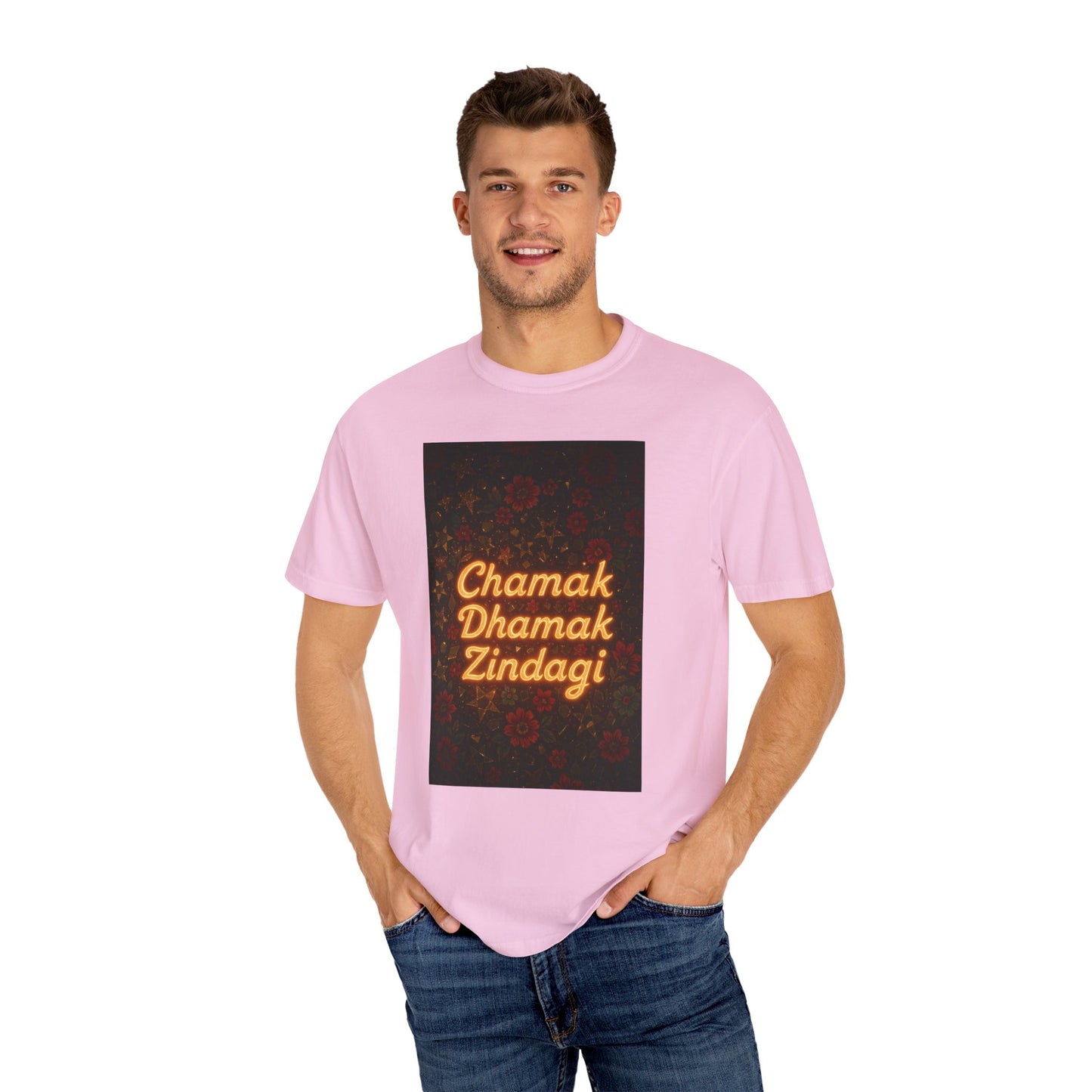 Chamak Dhamak Zindagi T-Shirt | Unisex Garment-Dyed Tee | Perfect for Celebrations, Festivals, Casual Days, and Gifts