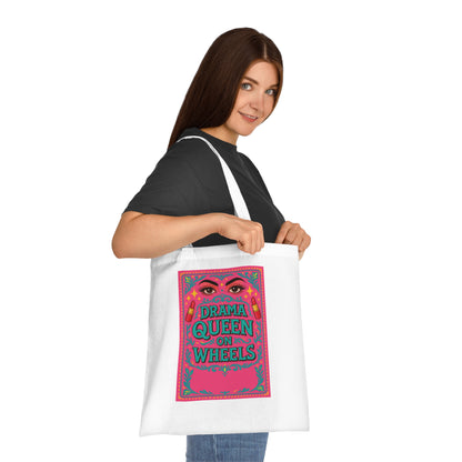 Drama Queen on Wheels Tote Bag, Fun Grocery Tote, Reusable Shopping Bag, Gift for Her, Cute Beach Bag