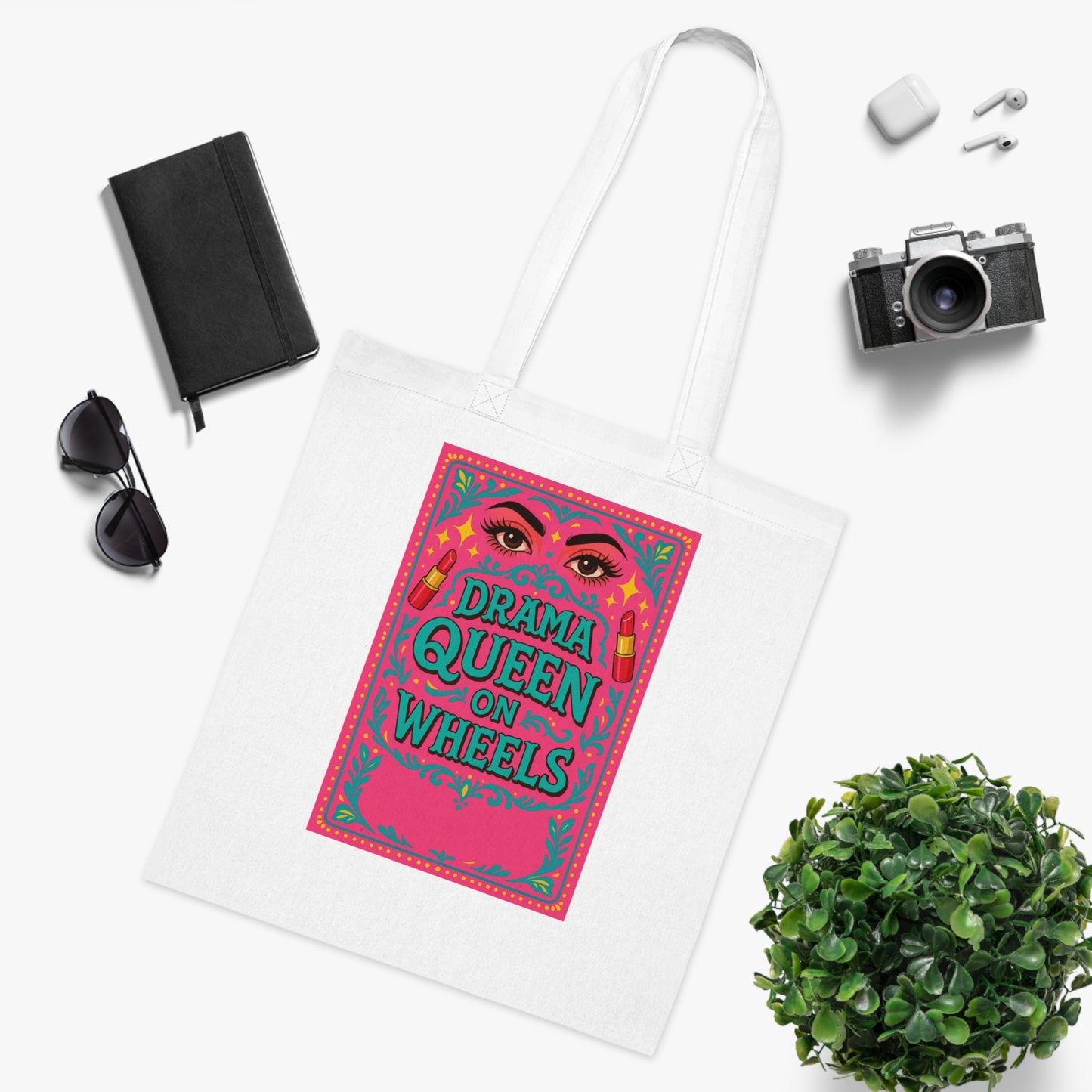 Drama Queen on Wheels Tote Bag, Fun Grocery Tote, Reusable Shopping Bag, Gift for Her, Cute Beach Bag