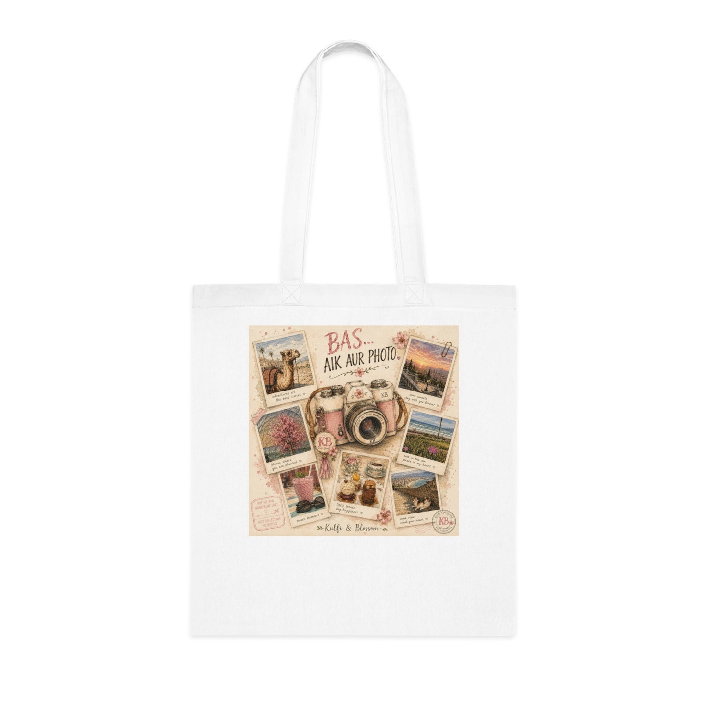 Vintage Travel Camera Tote Bag - "Pack, Aim, Protect" Photo Collage Cotton Tote