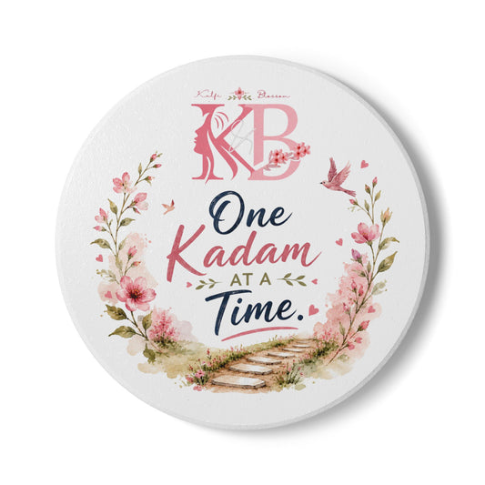 Ceramic Coaster — "One Kadam at a Time" Inspirational Floral Drink Coaster