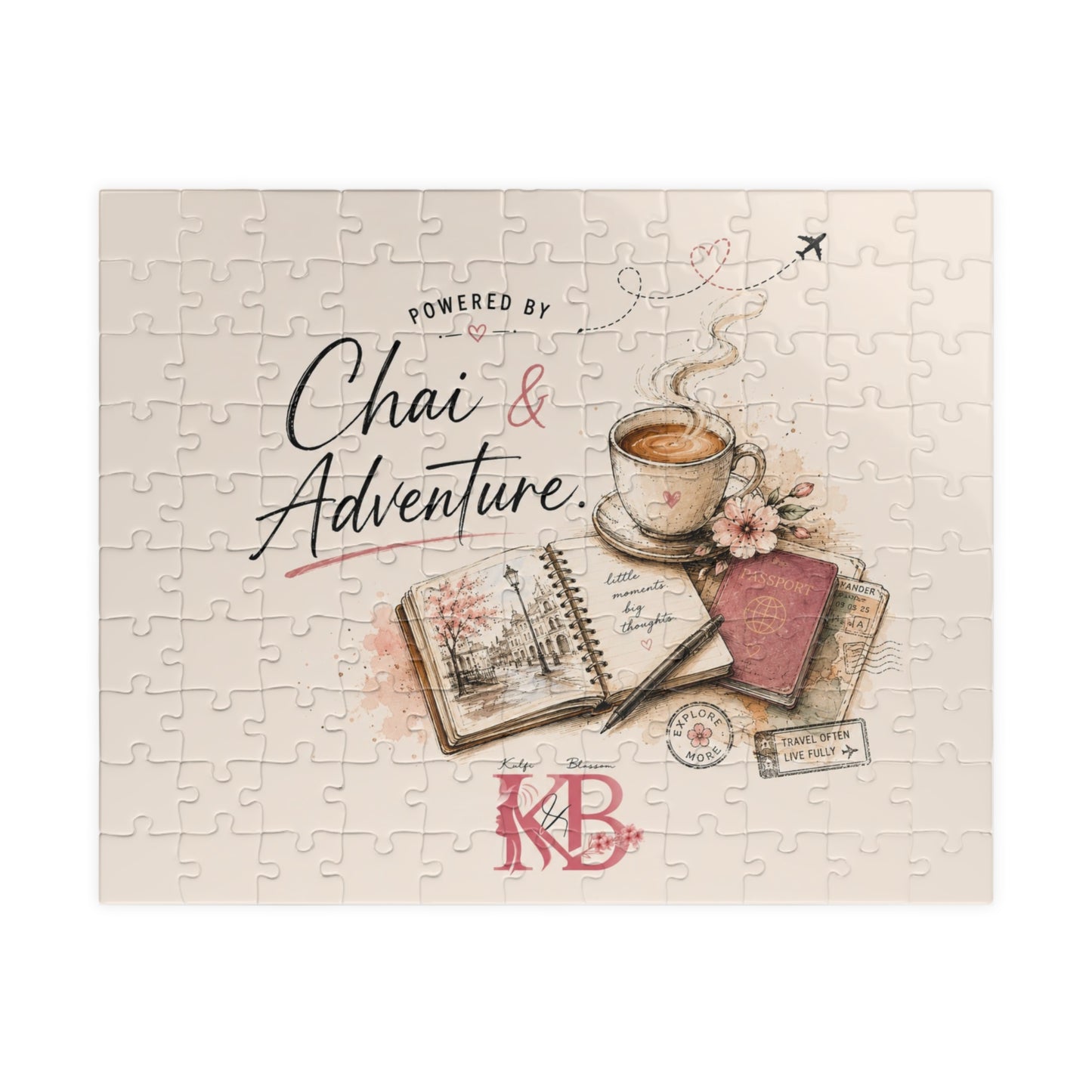 Chai & Adventure 520‑Piece Jigsaw Puzzle — Travel & Tea Lover Gift