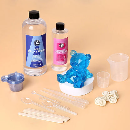 Epoxy Resin Kit Crystal Clear Easy Mix 3:1 AB Resin with Sticks,Graduated Cups and Gloves for Jewelry Making DIY Art Crafts