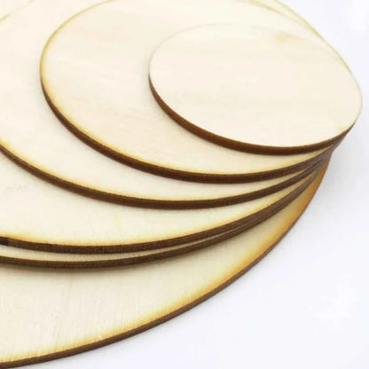 10-80mm Unfinished Round Wood Circle Cutout for Wedding Table Scatter Decoration Round Wood Craft
