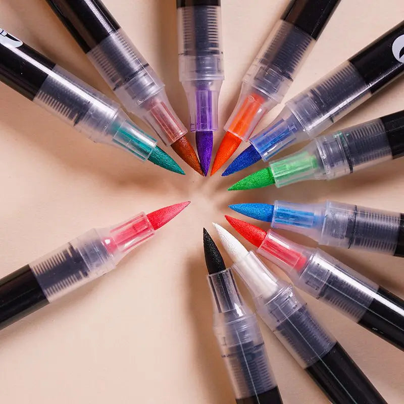12-60 Colors Acrylic Markers Pen Soft Brush Waterproof Paint Pens For Rock Wood Easter Eggs DIY Crafts Quick Dry Painting Tool
