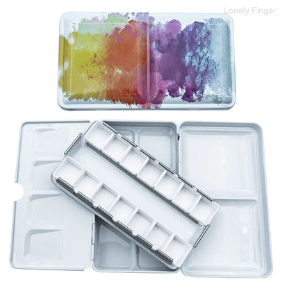 Empty Watercolor Tin Palette with 14/26/52 Pans, Metal Watercolor Paint Case with Lid