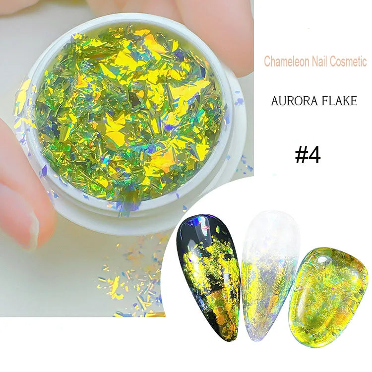 1jar Ultra-thin Chameleon Blue Nail Glitter Opal Nail Powder Holographic Mermaid Nail Pigment 0.3gram