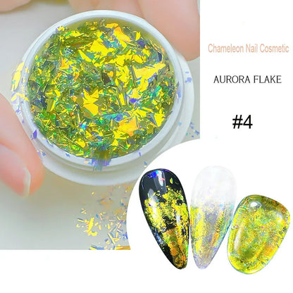 1jar Ultra-thin Chameleon Blue Nail Glitter Opal Nail Powder Holographic Mermaid Nail Pigment 0.3gram