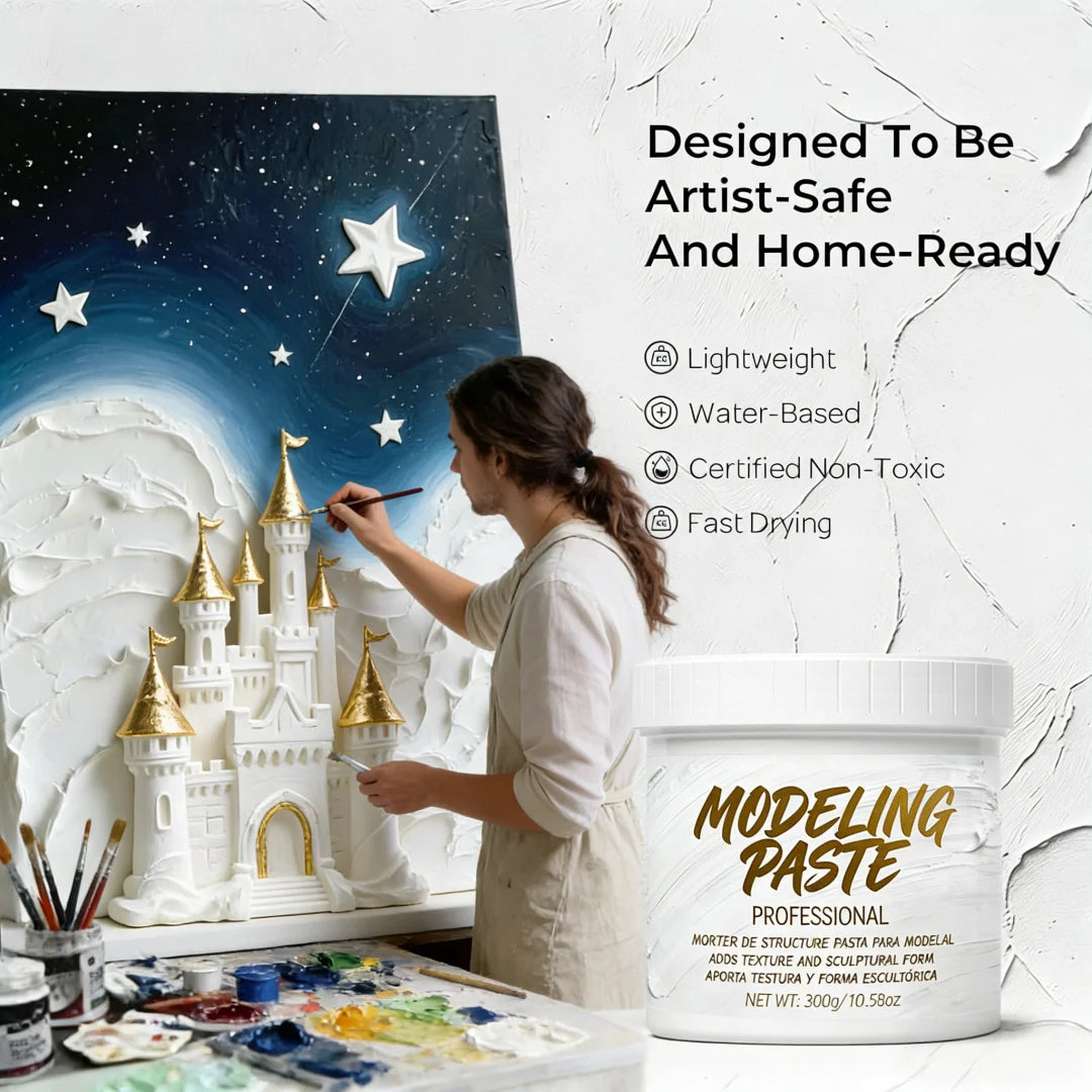 300g 3D Textured Modeling Paste, Acrylic Medium for Artists, Quick-Dry, No-Crack, Odorless, Thick Coating