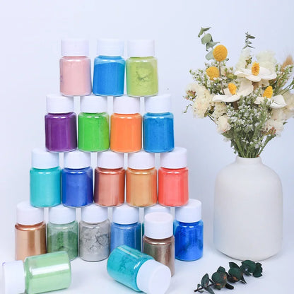 20ml-54colors Slim Pearl Nail Powder Grade Pearlescent Natural Mica Mineral Powder Epoxy Resin Dye Nail Pigment Chrome Powder