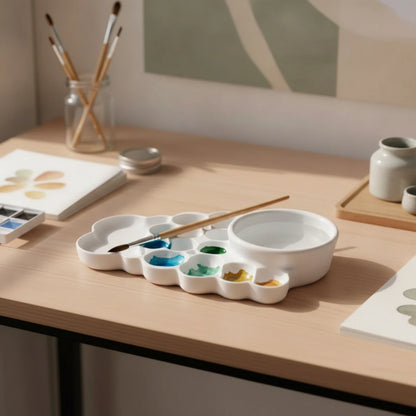 Cloud Paint Palette Long-Lasting Palette with Mixing Wells Art Supply Glossy Molded for Painters, Studio Painting, Sketching