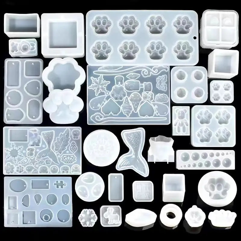 100g UV Resin Clear, Random Molds 5pcs Hard, Upgraded Crystal Clear Epoxy Resin Up